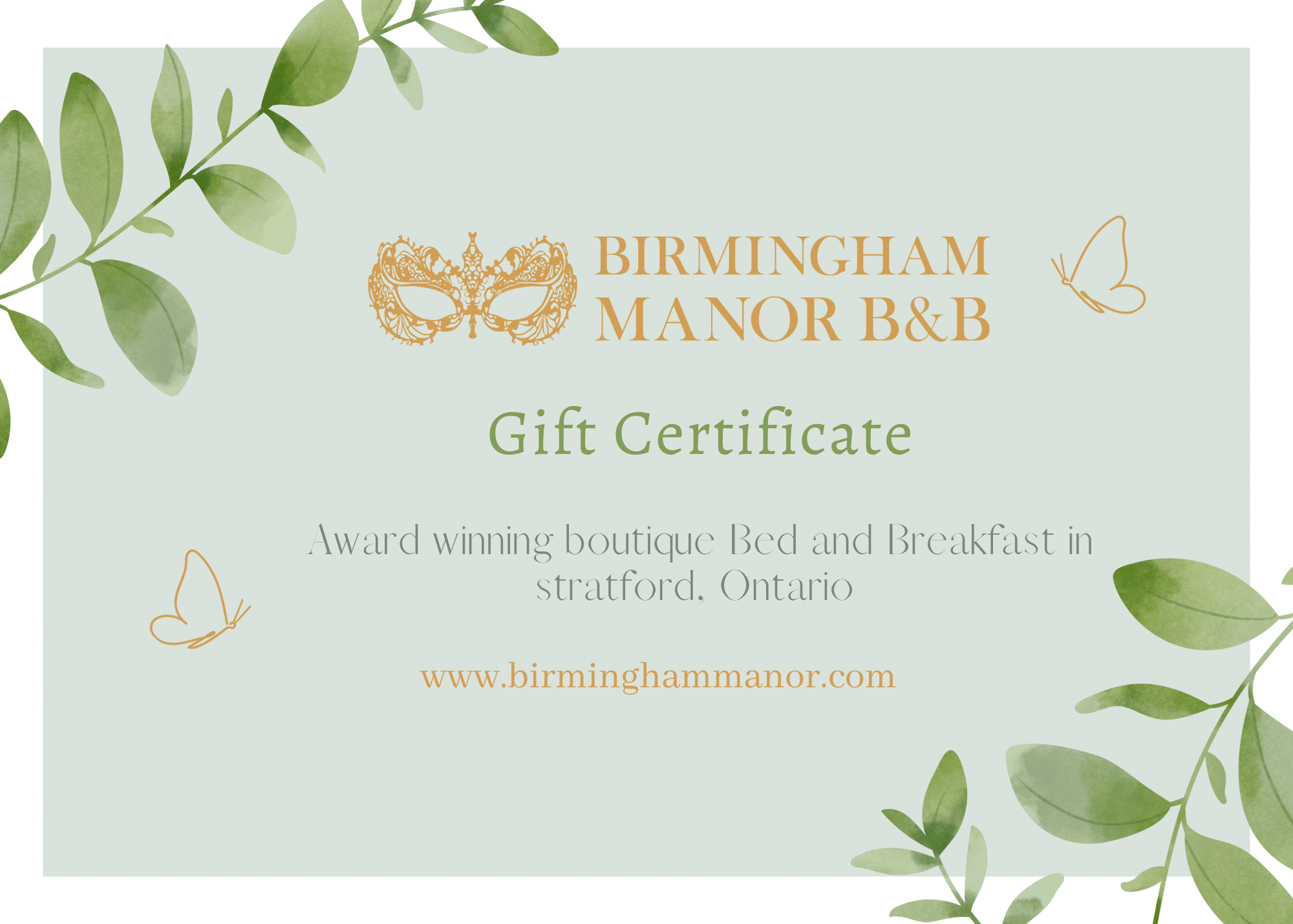 Birmingham Manor Gift Certificate